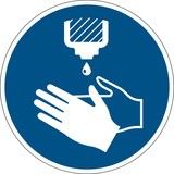 Příkazová samolepka DURABLE „Dezinfikujte si ruce“, Ø 430 mm, tloušťka 0,2 mm