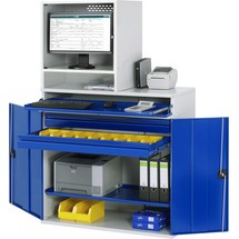 RAU Computer-Schrank, Monitorgehäuse, Tastaturauszug, Doppel-Flügeltür, Schubladen