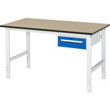 RAU höhenverstellbarer Werktisch Serie TOM, Höhe 760-1.080 mm, 1 Schublade
