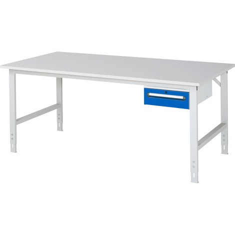 RAU höhenverstellbarer Werktisch Serie TOM, Höhe 760-1.080 mm, 1 Schublade