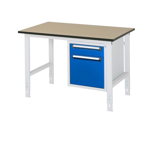 RAU höhenverstellbarer Werktisch Serie TOM, Höhe 760-1.080 mm, 2 Schubladen
