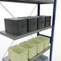 Rayonnage à tablettes SCHULTE, montage par enfichage, travée auxiliaire, charge par tablettes 330 kg, bleu gentiane / galvanisée