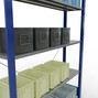 Rayonnage à tablettes SCHULTE, système enfichable, module de base, charge par tablette 150 kg, bleu gentiane/galvanisé