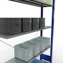 Rayonnage à tablettes SCHULTE, système enfichable, travée auxiliaire, charge par tablette 150 kg, bleu gentiane/galvanisé