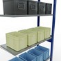 Rayonnage à tablettes SCHULTE, système enfichable, travée auxiliaire, charge par tablette 150 kg, bleu gentiane/galvanisé