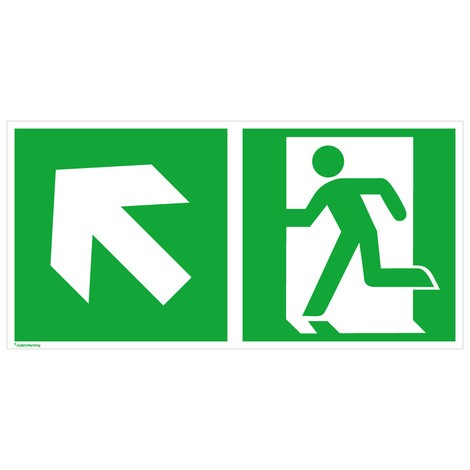Reddingsbord – Nooduitgang links, pijl links omhoog