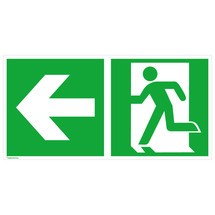 Reddingsbord – Nooduitgang links, pijl naar links
