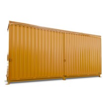 Regalcontainer für 12x KTC/IBC, 2 Ebenen, 2 Schiebetüren, Führungsschiene
