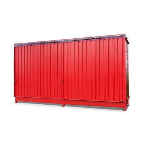 Regalcontainer für 8x KTC/IBC, 2 Ebenen, 2 Schiebetüren 