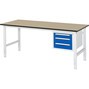 Regulowany pod względem wysokości stół warsztatowy RAU z serii TOM, wys. x gł. 760–1080 x 1000 mm, 3 szuflady