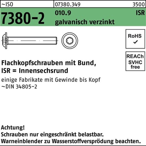Reyher Flachkopfschraube ISO 7380-2 m.Bund/Innensechsrund