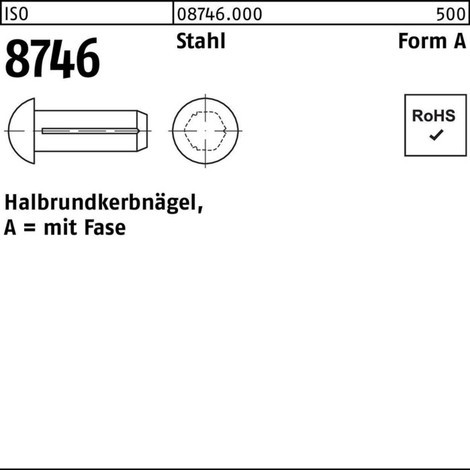 Reyher Halbrundkerbnagel ISO 8746 m.Fase