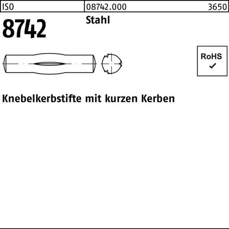 Reyher Knebelkerbstift ISO 8742 m.kurzen Kerben