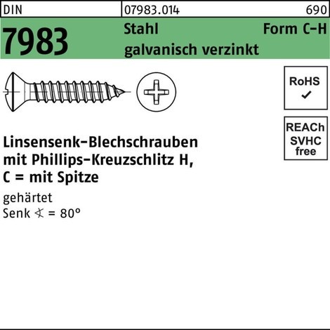 Reyher Linsensenkblechschraube DIN 7983 m.Kreuzschlitz-PH