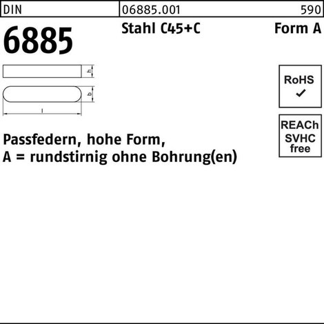 Passfeder 5x5x25 - DIN 6885, Form A