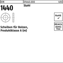 100 Scheiben mit Innennase 10 mm - DIN 462 - für Nutmuttern - blank