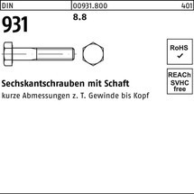 Reyher Sechskantschraube DIN 931 m.Schaft 8.8