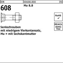 Reyher Senkschraube DIN 608 m.4-kantansatz/6-kantmutter