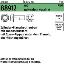 Reyher Zylinderflanschschraube R 88912 Sperr-Ripp Innen-6-kant galv. verz.