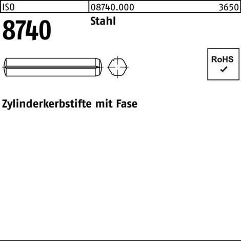 Reyher Zylinderkerbstift ISO 8740 m.Fasen