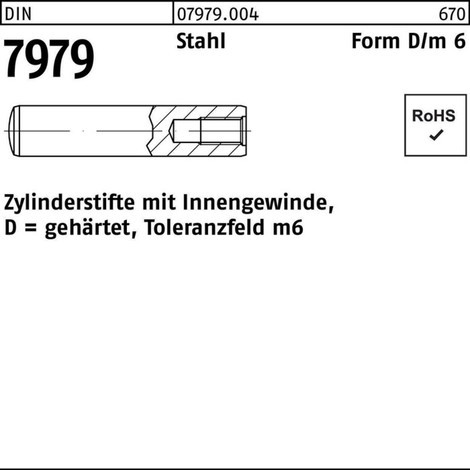 Reyher Zylinderstift DIN 7979 m.Innengewinde