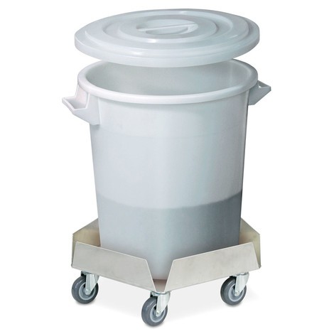 Rouleur de transport pour poubelles rondes jusqu'à 100 litres