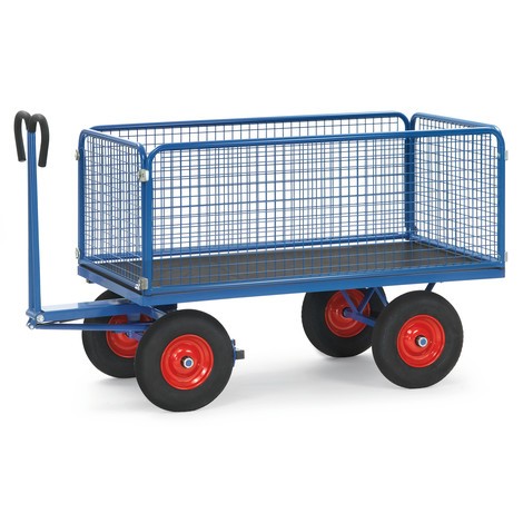 Ruční plošinový vozík fetra® s bočnicemi z drátěného pletiva