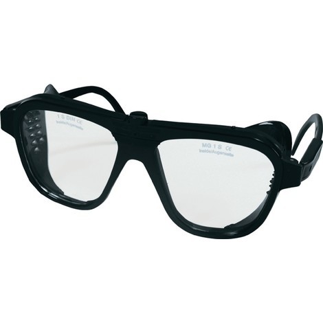 Basic Schutzbrille Schwarz Weiß Gelb EN 166 Verstellbare Bügel Kratzfest Neu DE 