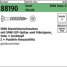 SPAX Glasleistenschraube R 88190 Seko m.Kreuzschlitz-PZ 
