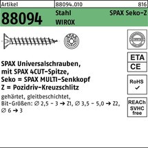 SPAX Schraube R 88094 Senkkopf m.Spitze/Kreuzschl.-PZ 
