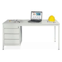 Stahlrohr-Schreibtisch inklusive Schubladenblock