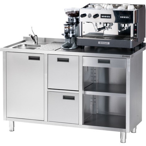 Stalgast Arbeitstisch für Kaffeemaschine, mit Aufkantung, 1500 x 700 x 1000 mm (BxTxH)