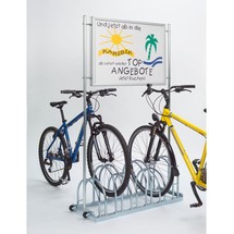 Stojak na rowery z powierzchnią reklamową z systemem Quick-Clip