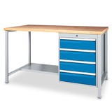 Stół ławy warsztatowej Bedrunka+Hirth z półką oraz blokiem szuflad