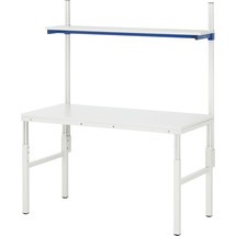 Stół roboczy RAU serii E, z półką, wysokość 650–1000 mm