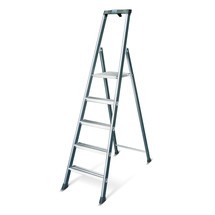 Stufen-Stehleiter KRAUSE®, 1-seitig begehbar, eloxiertes Aluminium