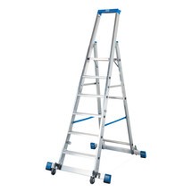 Stufen-Stehleiter KRAUSE® Profi, 1-seitig begehbar, mit Traverse und Rollen