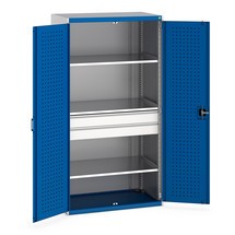 Systémová skříň s křídlovými dveřmi bott cubio se 3 policemi, 2 zásuvky, V×Š×H 2000 × 1050 × 650 mm