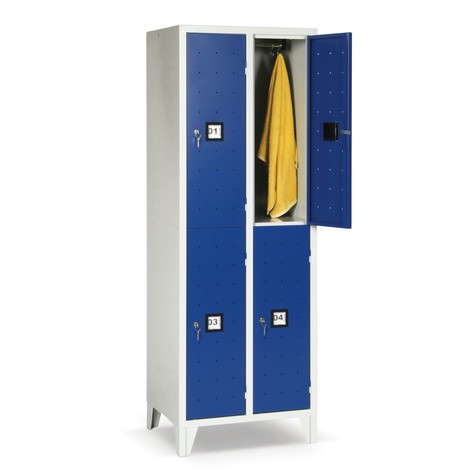 Szafa garderobiana Portofino z polem wentylacyjnym, 2-poziomowa, 4 schowki, wys. x szer. x gł. 1800 x 810 x 500 mm, z nóżkami
