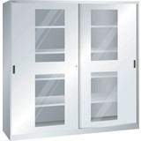 Szafa z drzwiami przesuwnymi LISTA, (szer. x gł. x wys.) 2000 x 400 x 1950 mm, 8 regulowanych półek, okienko