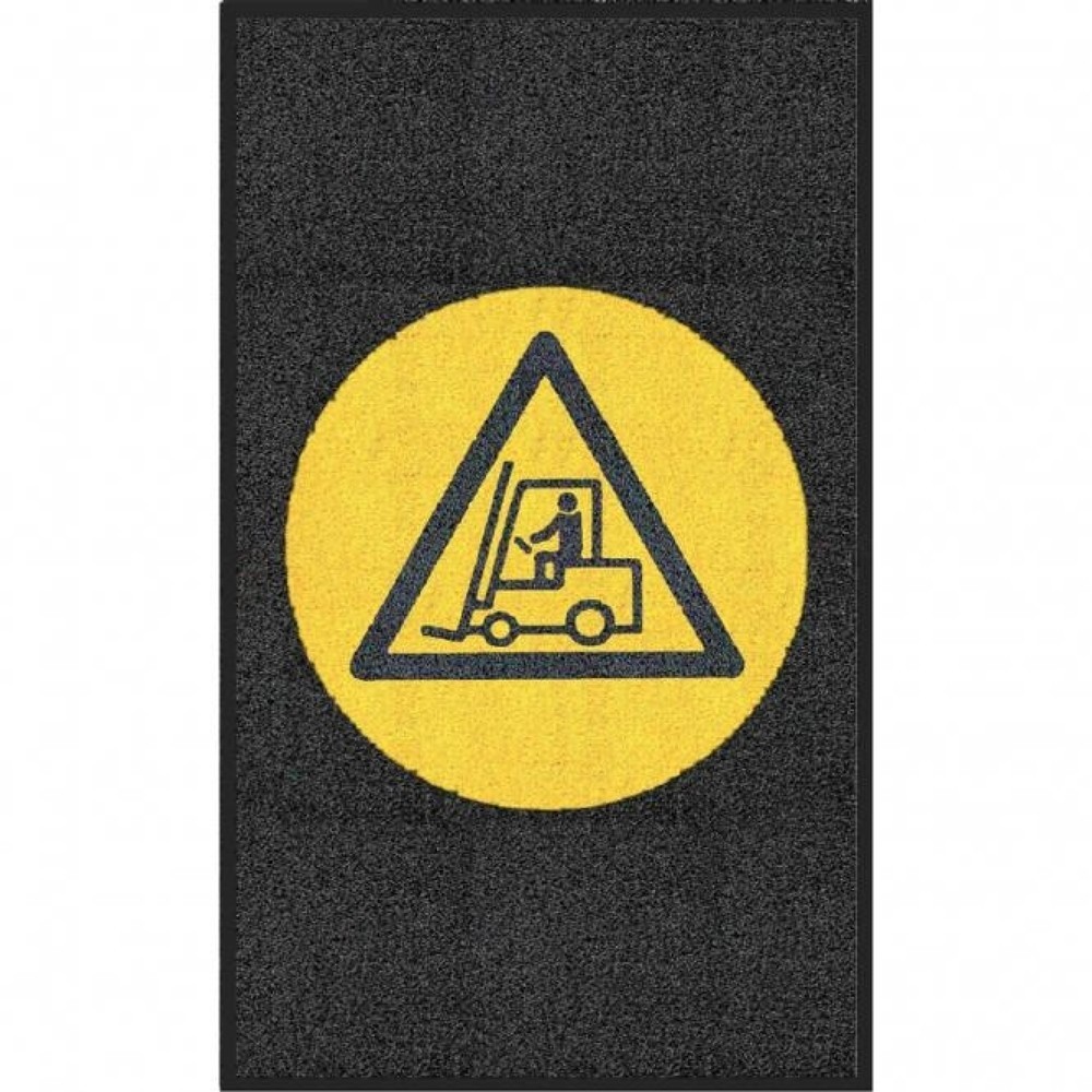 Tapis avec logo m2™ « Attention chariot »