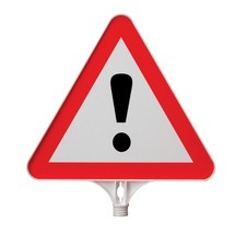 Trójkąt ostrzegawczy „Uwaga” do stożków drogowych i słupków odgradzających