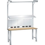 Univerzální nástavba pro pracovní stoly a pracovní desky LISTA, výška 1590 mm, typ D / ochranný kontakt (Schuko)