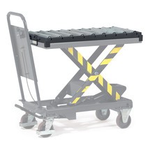 Válečkový dopravník pro vozík s nůžkovým zvedacím stolem fetra®, s pojistka proti prostrčení