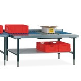 Válečkový dopravníkový stůl s pracovní deskou a váha pro systém balicího stolu