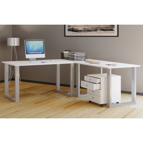 VCM Eck-Schreibtisch Lona, je Tischplatte BxT 800 x 500 mm, U-Füße