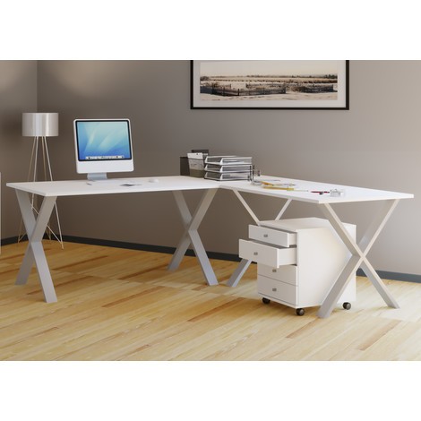 VCM Eck-Schreibtisch Lona, je Tischplatte BxT 800 x 800 mm, X-Füße