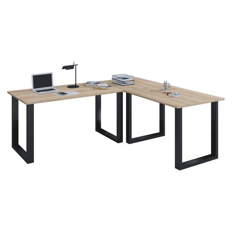 VCM Eck-Schreibtisch Lona, Tischplatten BxT 1.100 x 500 und 800 x 500 mm, U-Füße