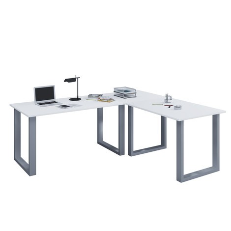 VCM Eck-Schreibtisch Lona, Tischplatten BxT 1.400 x 500 und 800 x 500 mm, U-Füße