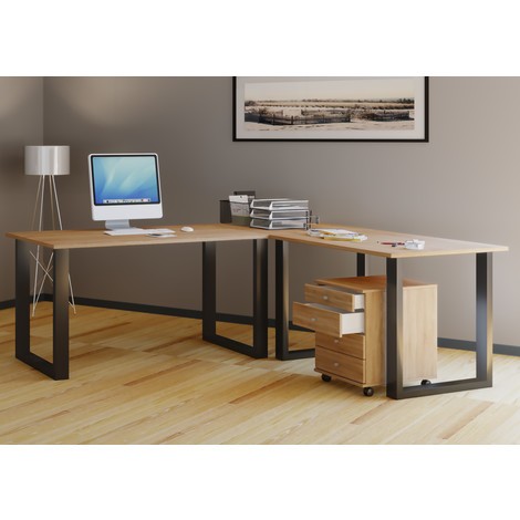 VCM Eck-Schreibtisch Lona, Tischplatten BxT 1.400 x 800 und 1.100 x 800 mm, U-Füße
